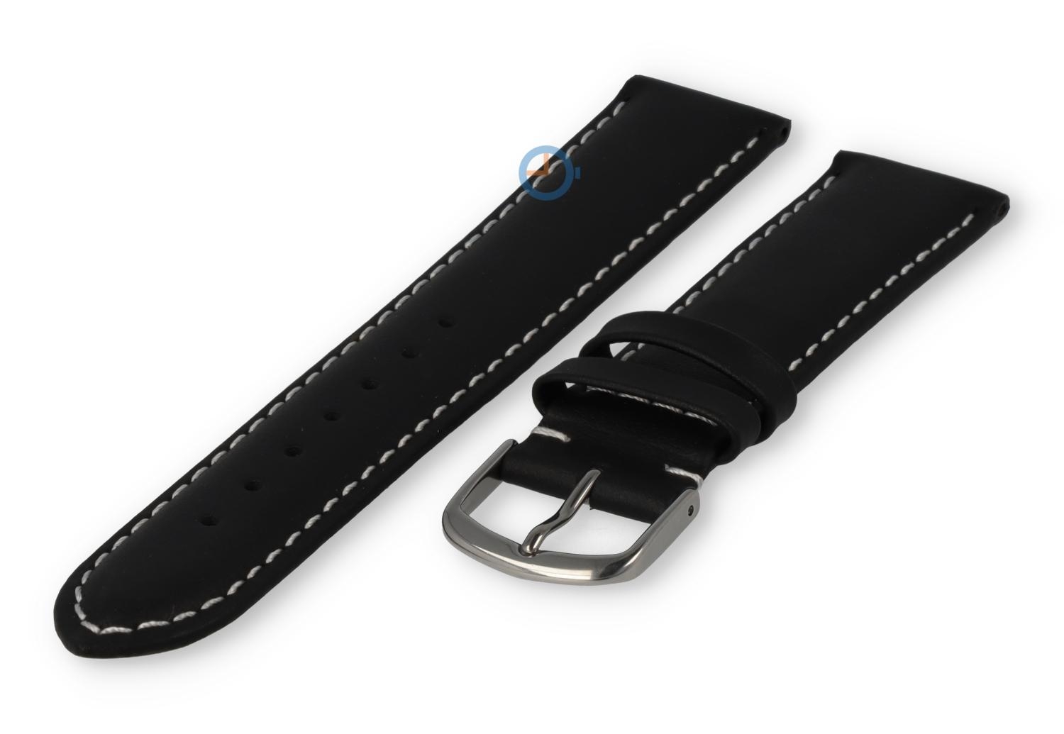 Oneven maat horlogeband leer - 19mm - zwart