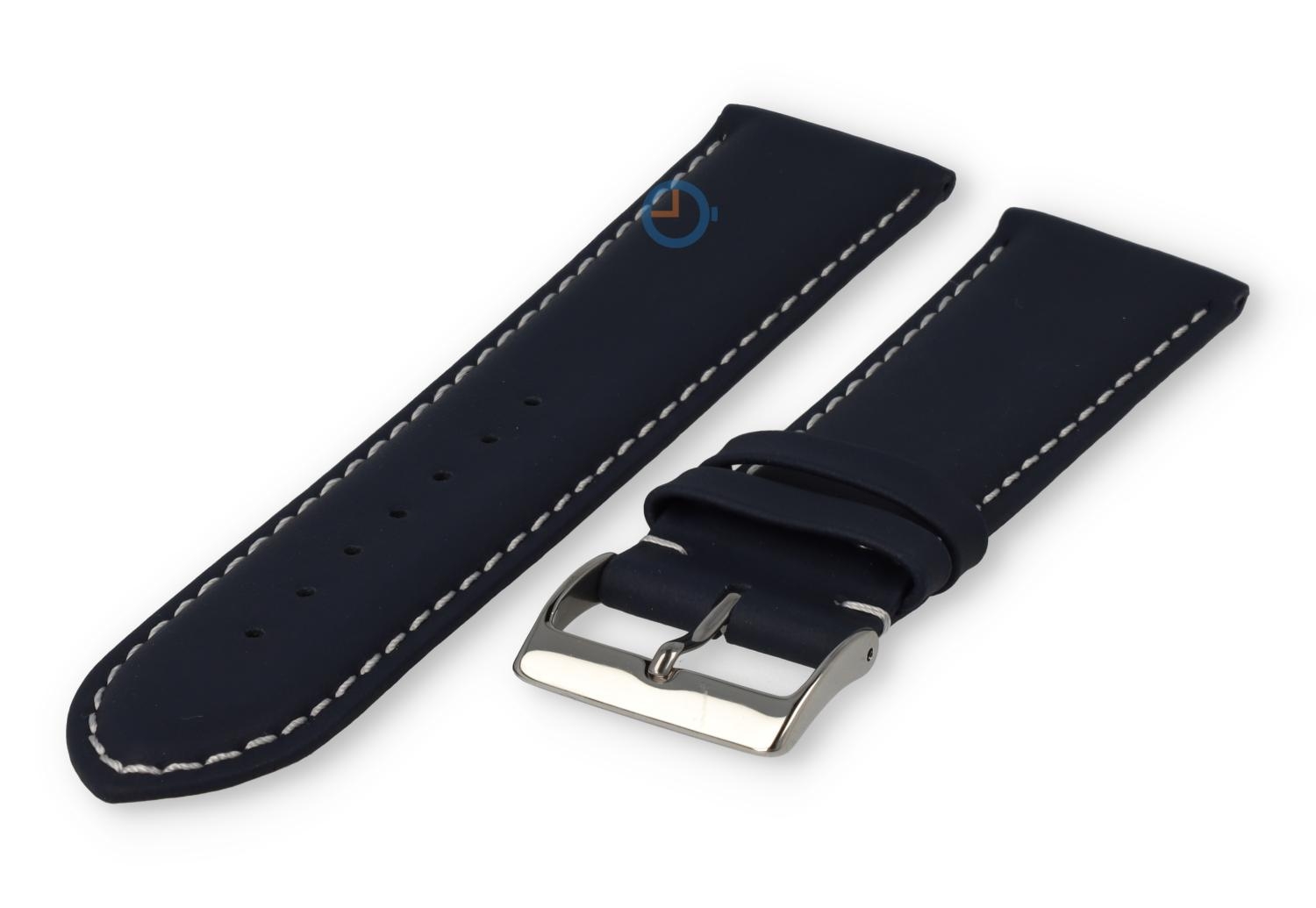 Oneven maat horlogeband leer - 23mm - marineblauw