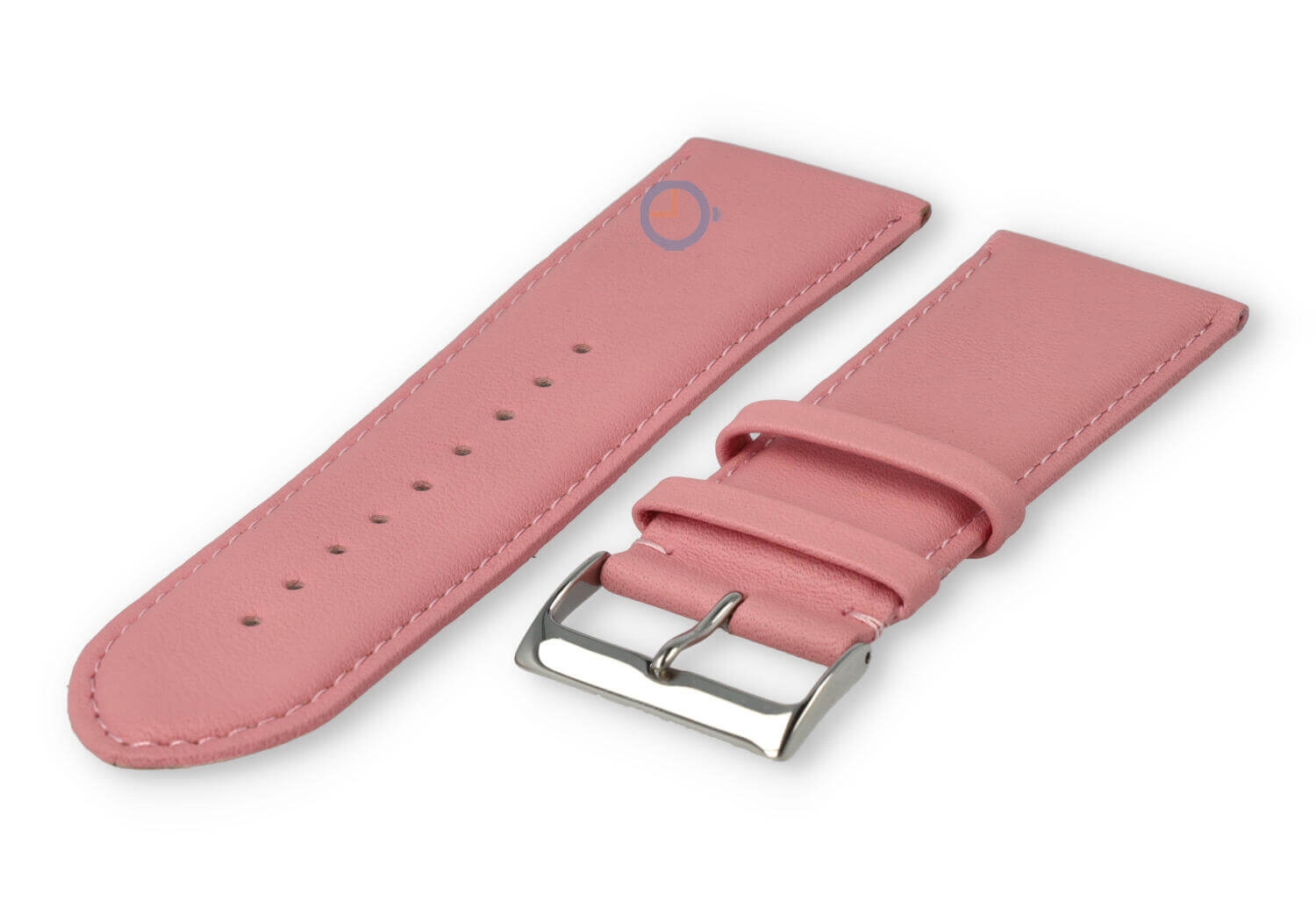 26mm horlogeband glad leer - lichtroze