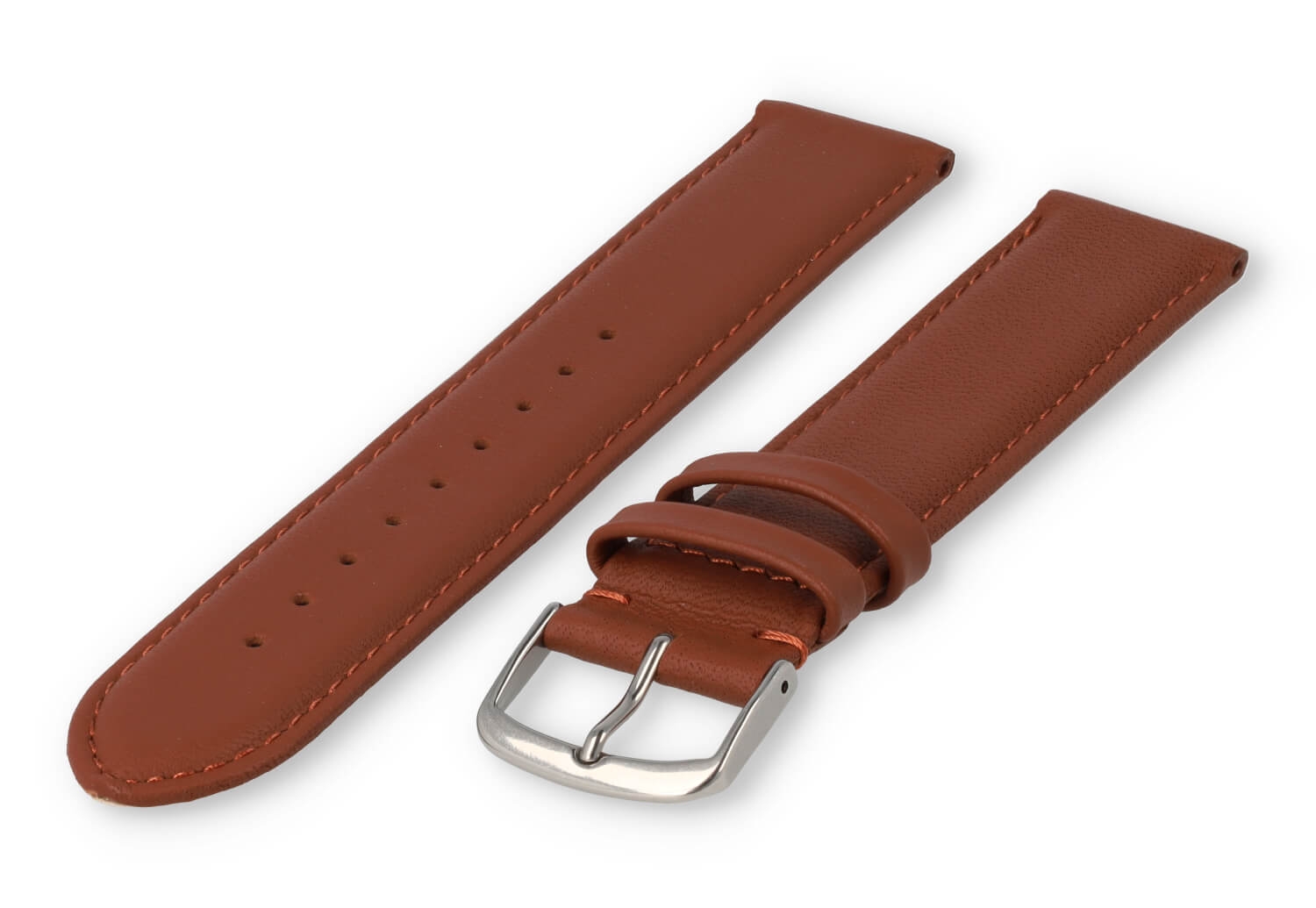 XL horlogeband glad leer - 20mm - roestbruin