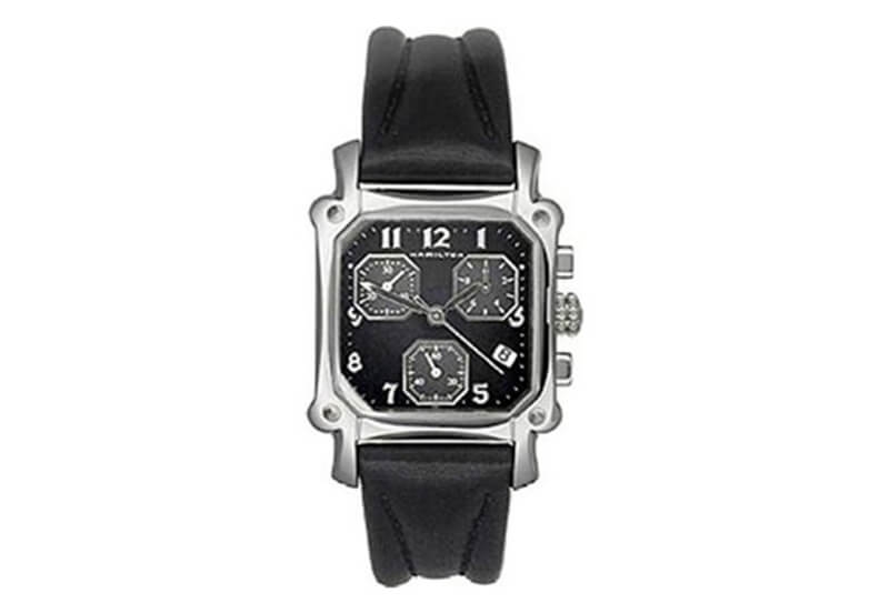 Hamilton horlogeband H19312733 - zwart leer