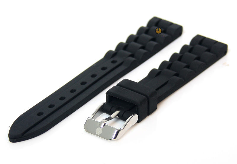 Siliconen horlogeband 16mm zwart