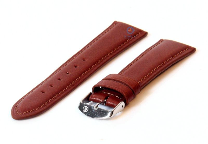 Horlogeband 22mm donkerbruin kalfsleer