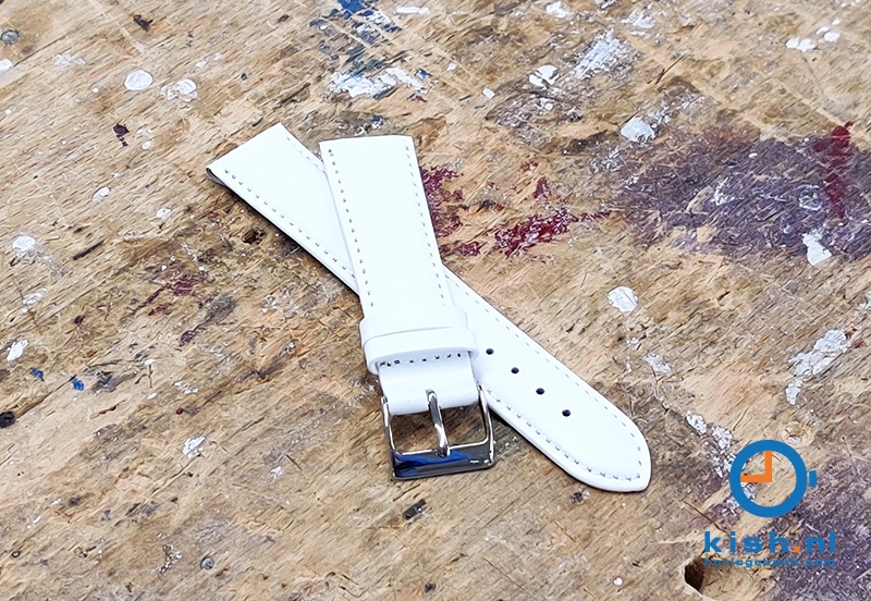 Clip horlogeband - leer wit