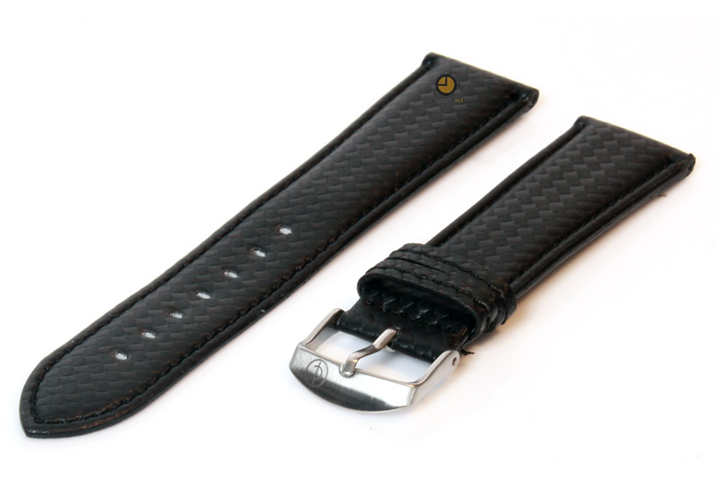 Horlogeband 22mm zwart waterproof leer