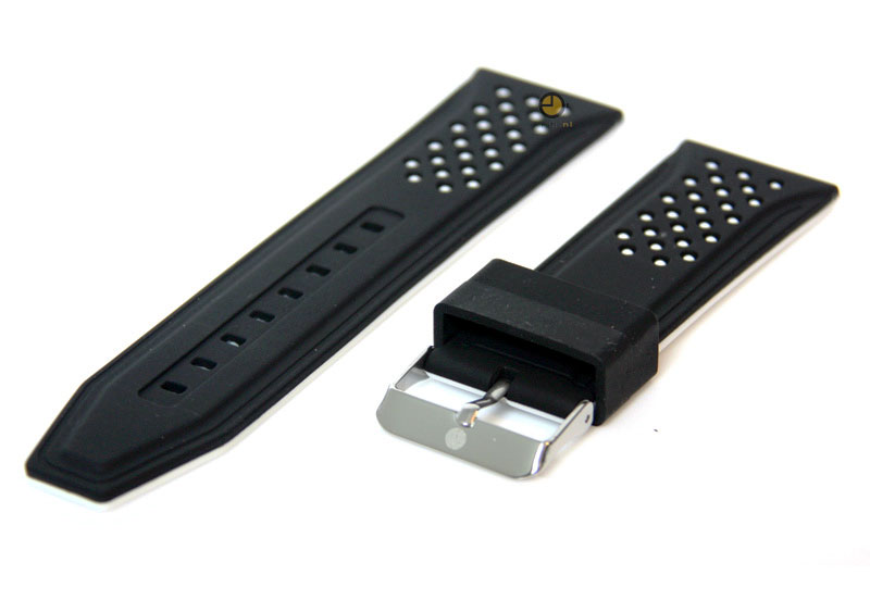 24mm siliconen horlogeband zwart-wit