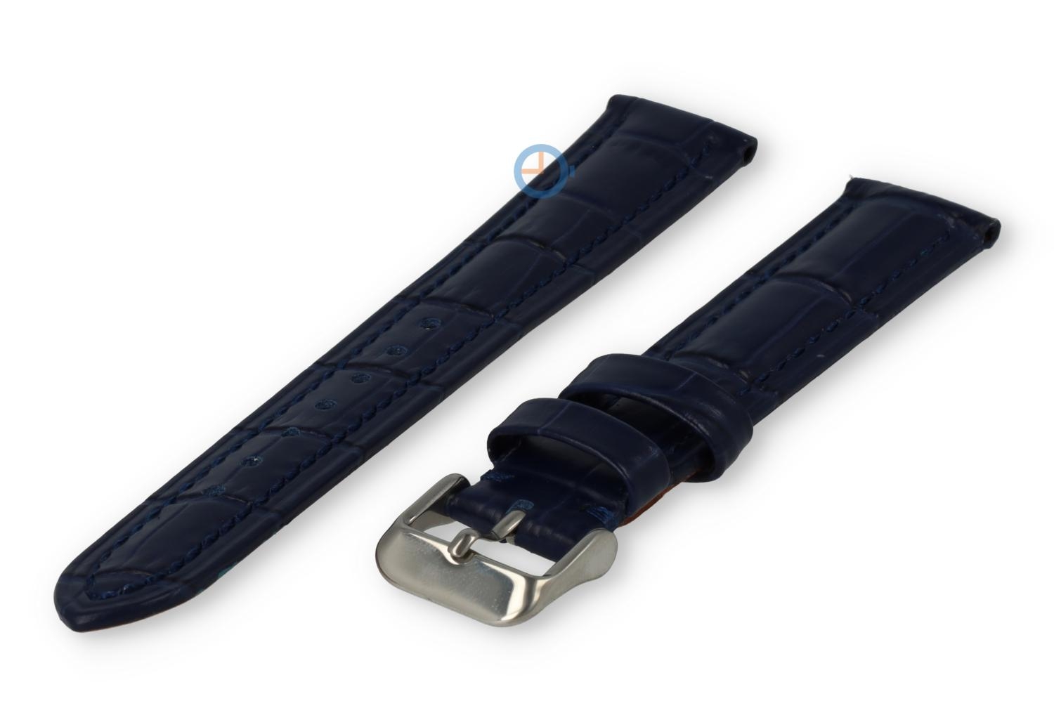 Horlogeband 22mm croco leer donkerblauw