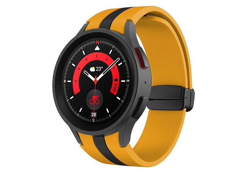 Samsung Galaxy Watch 5 bandje - okergeel/zwart - magneetsluiting