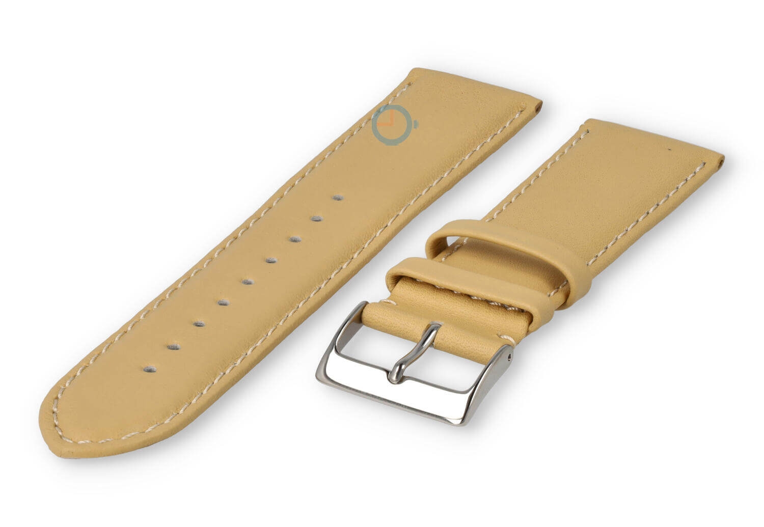 24mm horlogeband glad leer - vanille