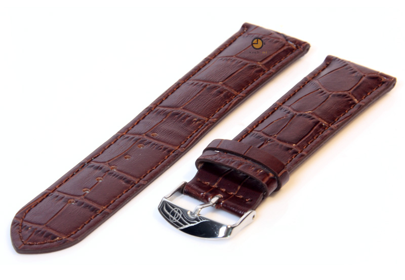 XL horlogeband 20mm leer donkerbruin croco