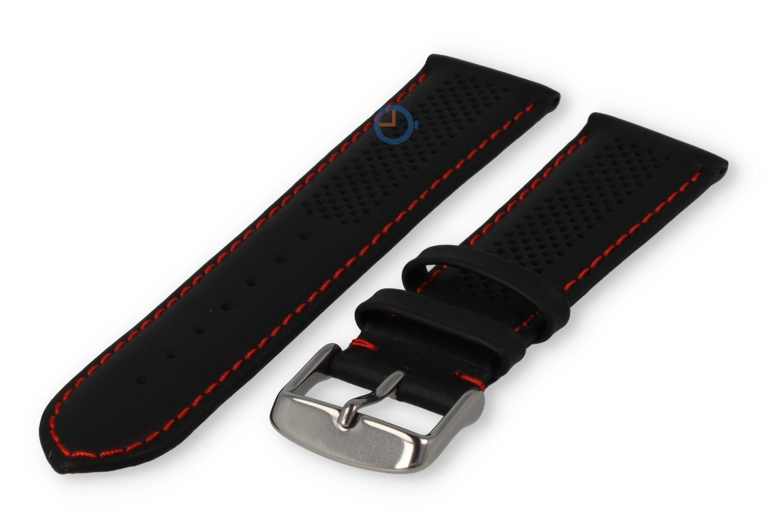 22mm hybrid bandje - zwart met rood