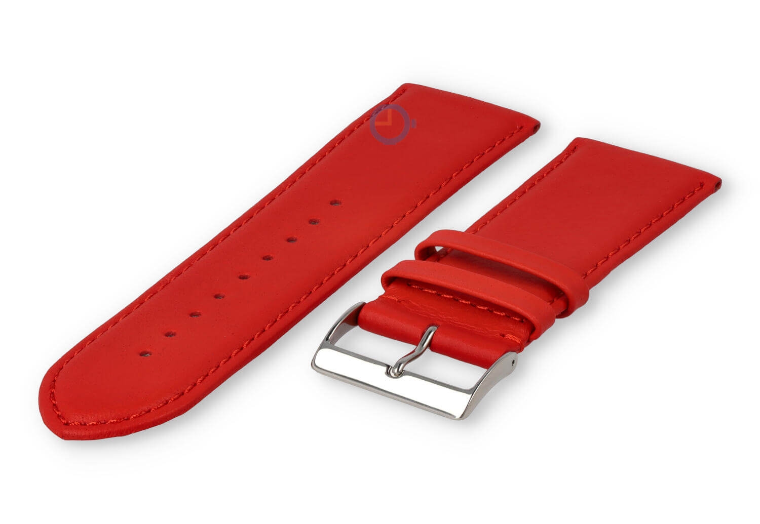 28mm horlogeband glad leer - felrood