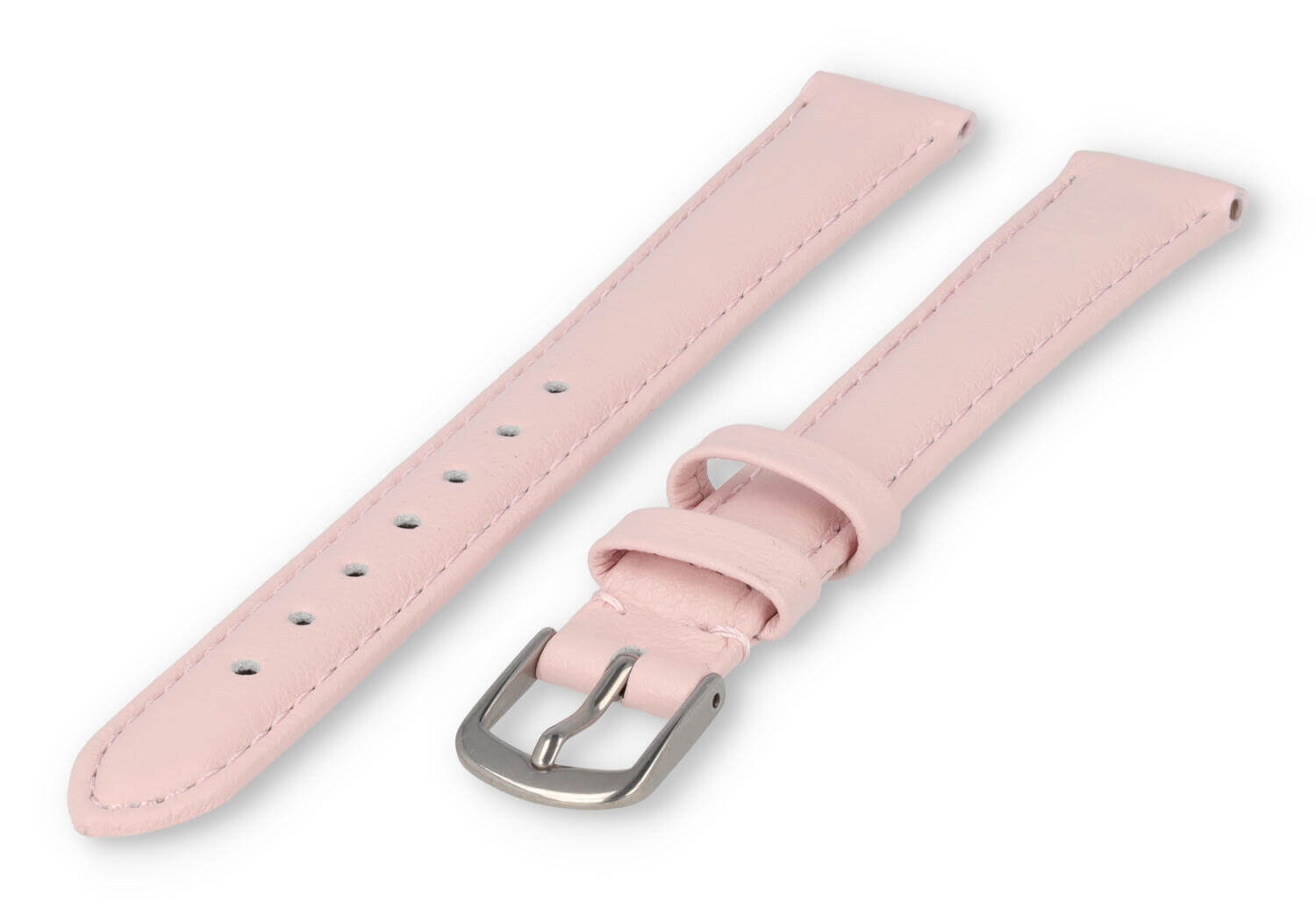 XL horlogeband glad leer - 14mm - pastelroze