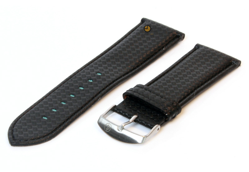 Horlogeband 26mm zwart waterproof leer
