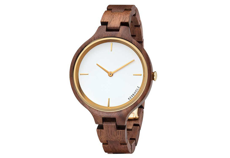 Kerbholz Hinze horlogeband Walnut Gold