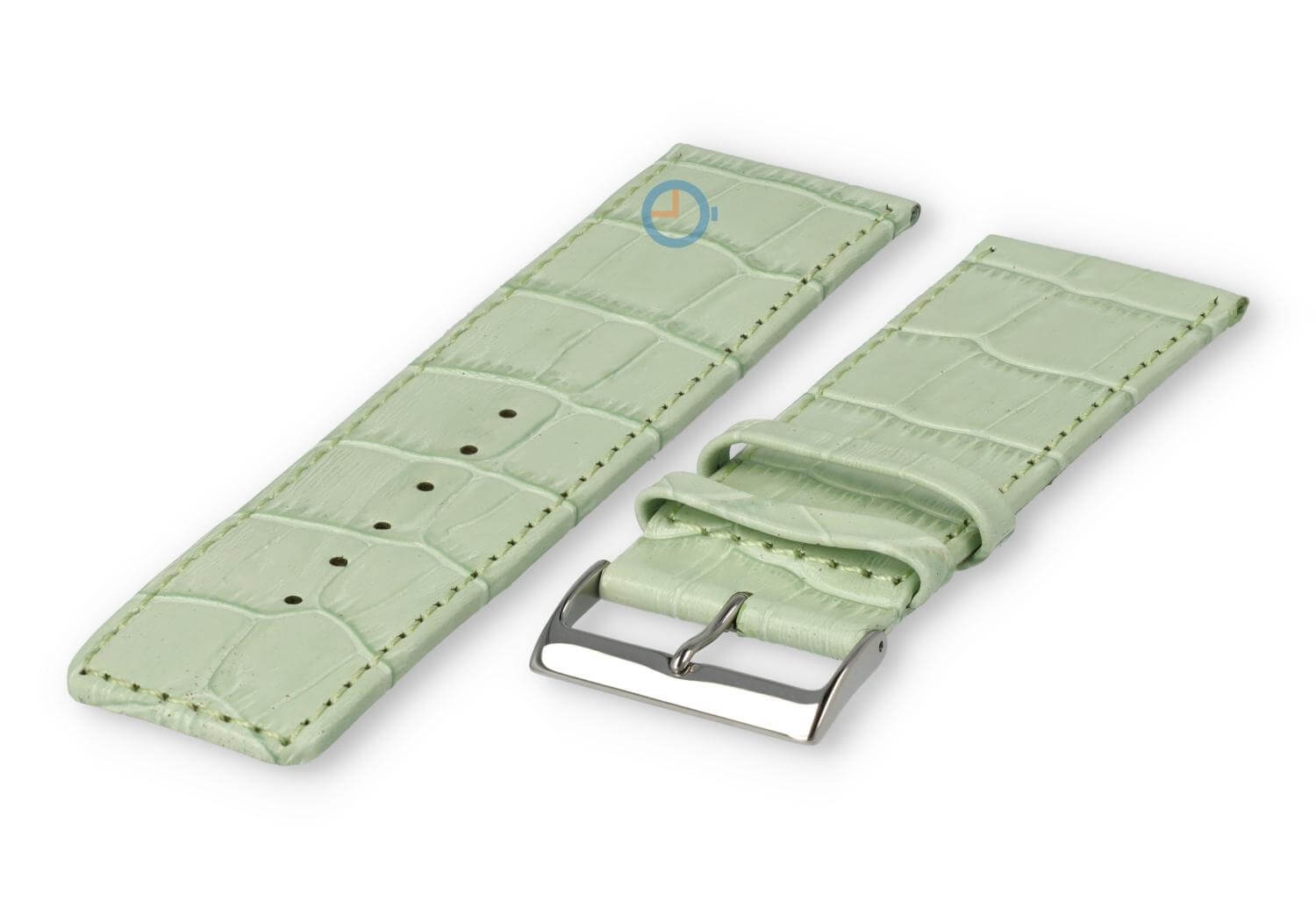 Kalfsleder band met croco-reliëf - 28mm - pastelgroen
