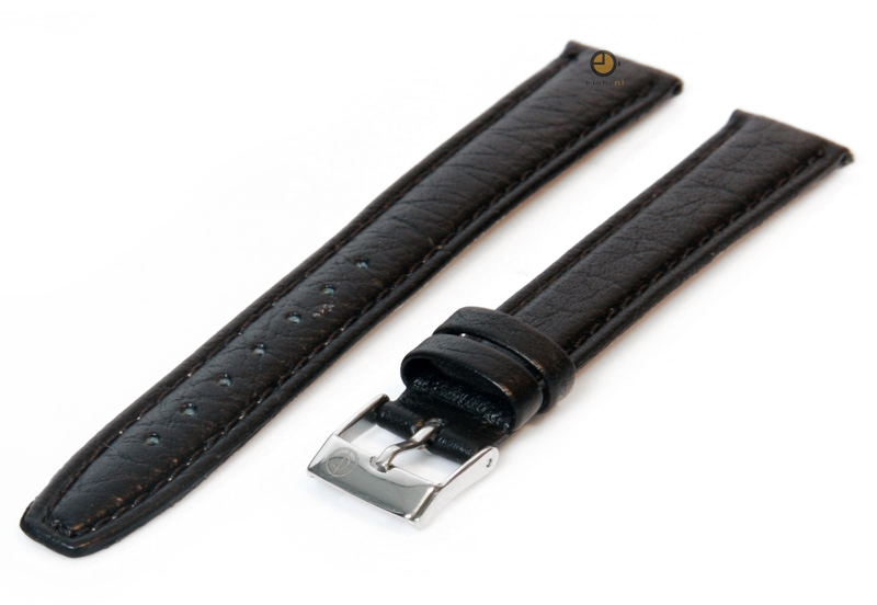 Horlogeband 16mm zwart buffelleer extra lang