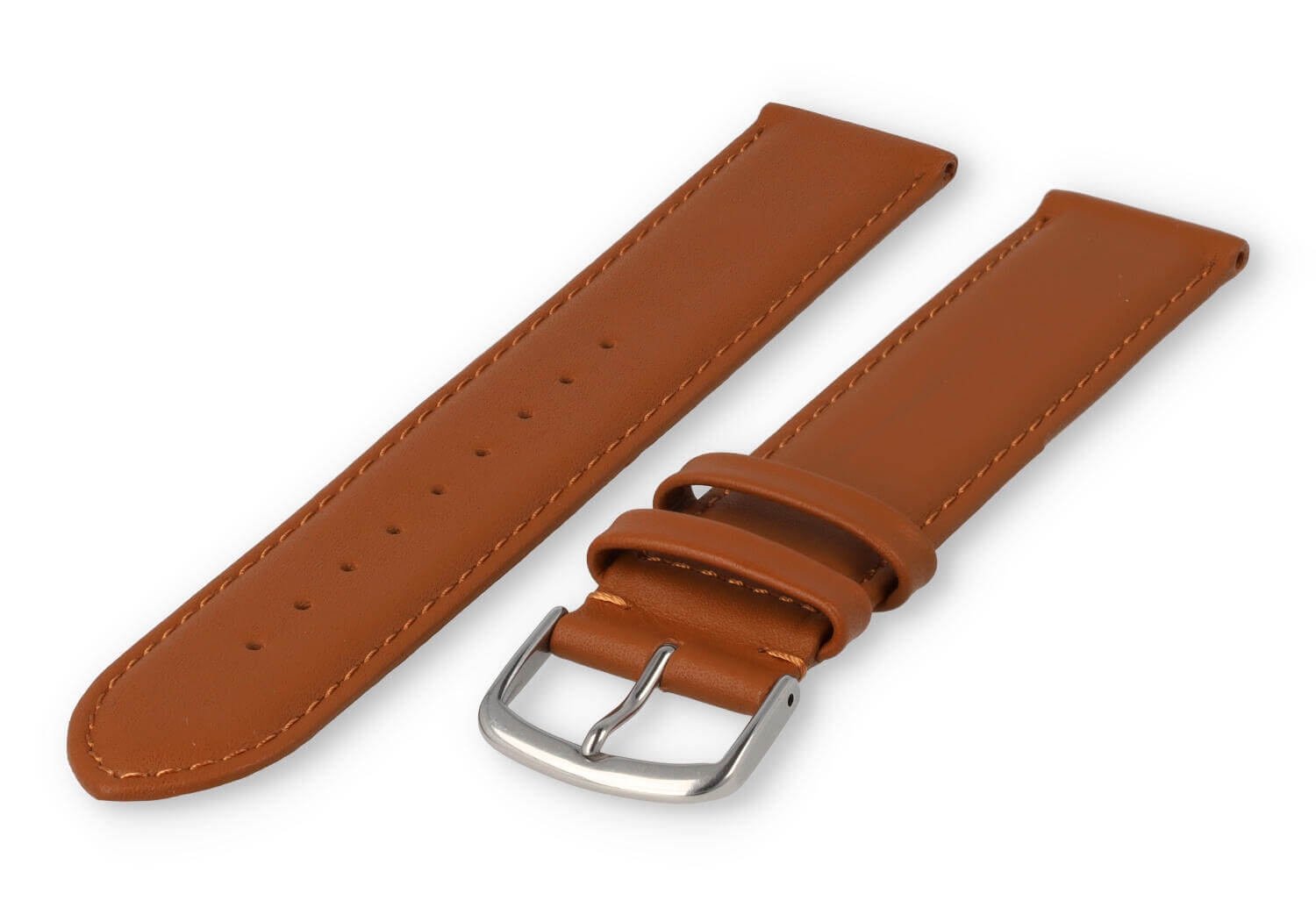 XL horlogeband glad leer - 22mm - bruin