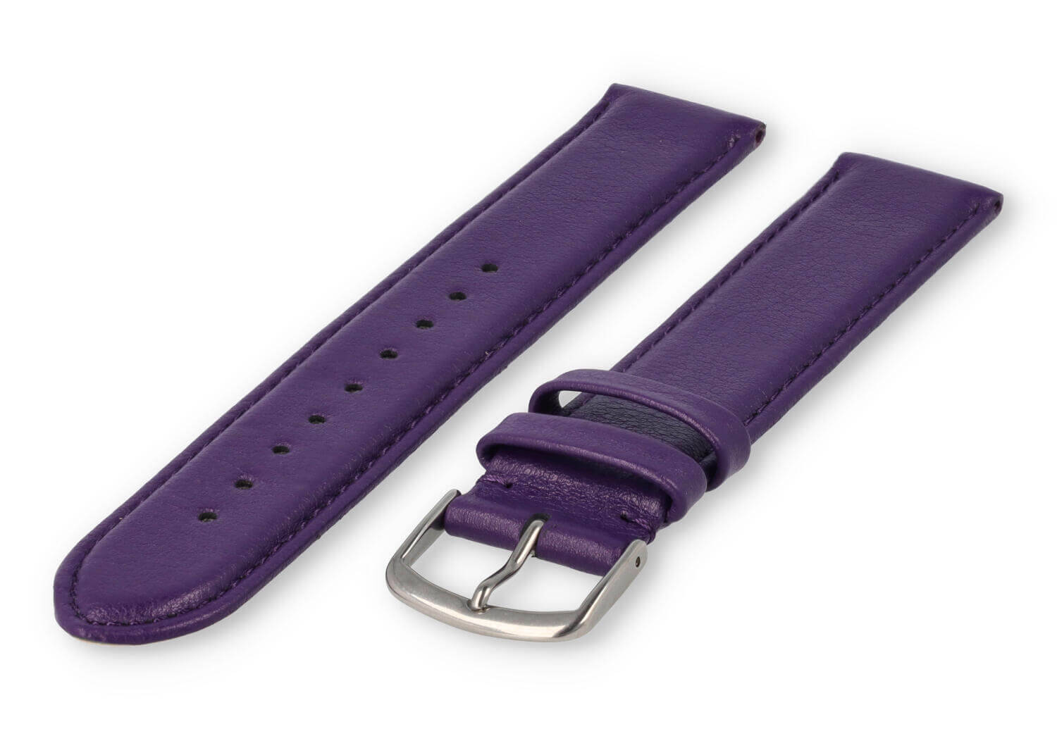 XL horlogeband glad leer - 22mm - aubergine
