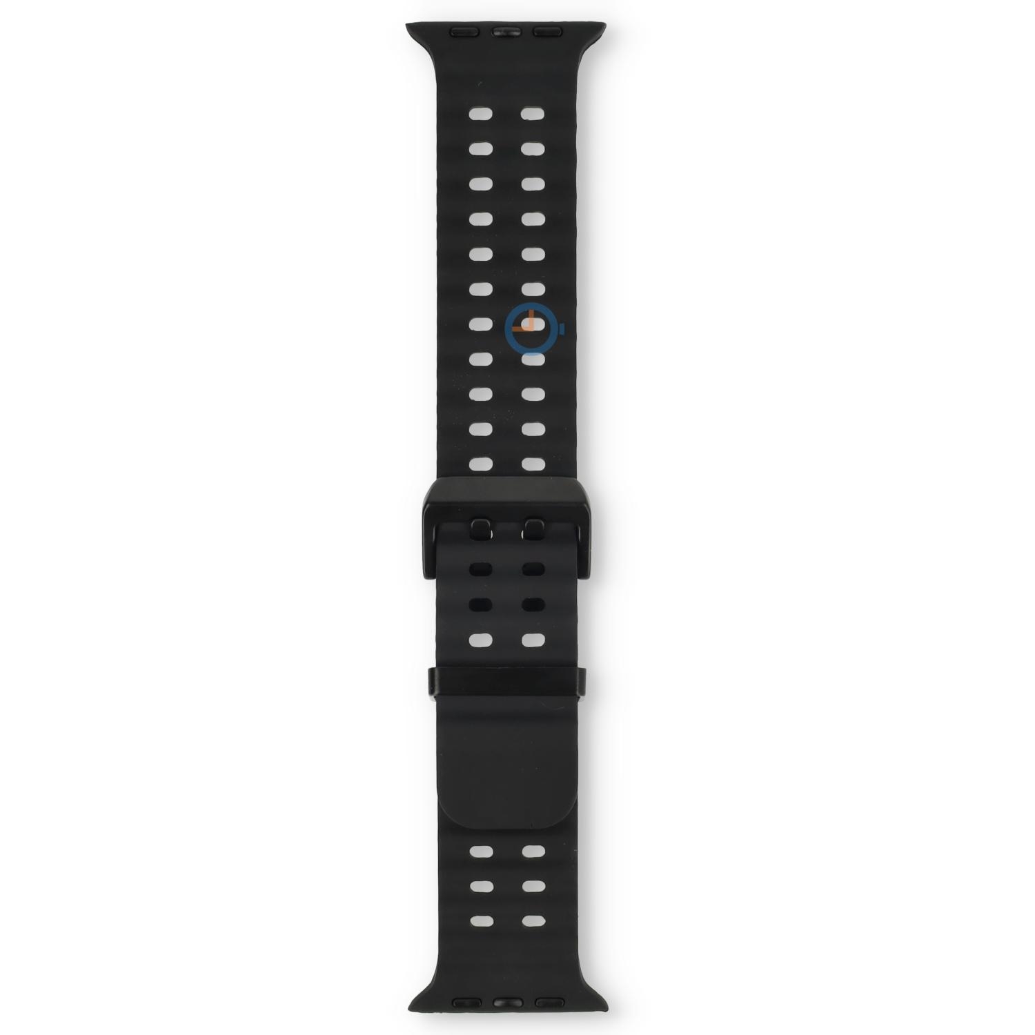 Casio style Apple Watch bandje - 45mm - zwart