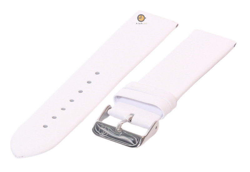 Horlogeband 22mm wit leer naadloos