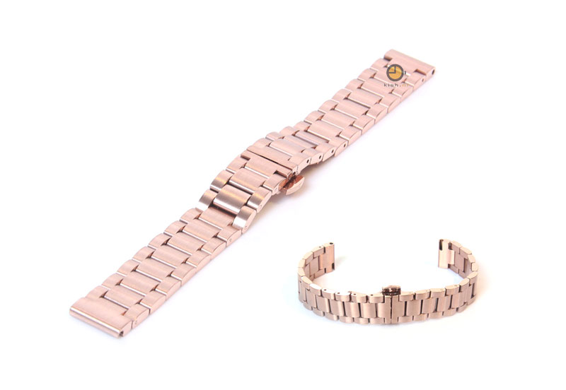 Horlogeband 16mm staal mat rose goud