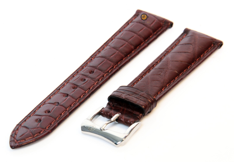 Horlogeband 18mm lichtbruin krokodillenleer mat