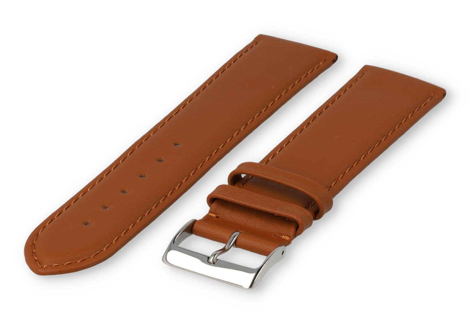 XL horlogeband glad leer - 24mm - bruin