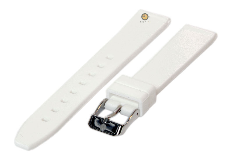 Horlogeband 16mm wit siliconen glad