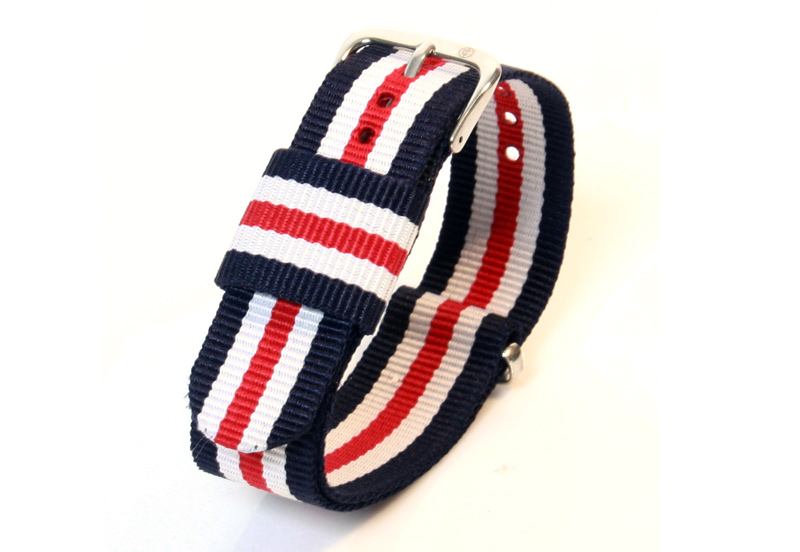 Nylon horlogeband 20mm tricolore
