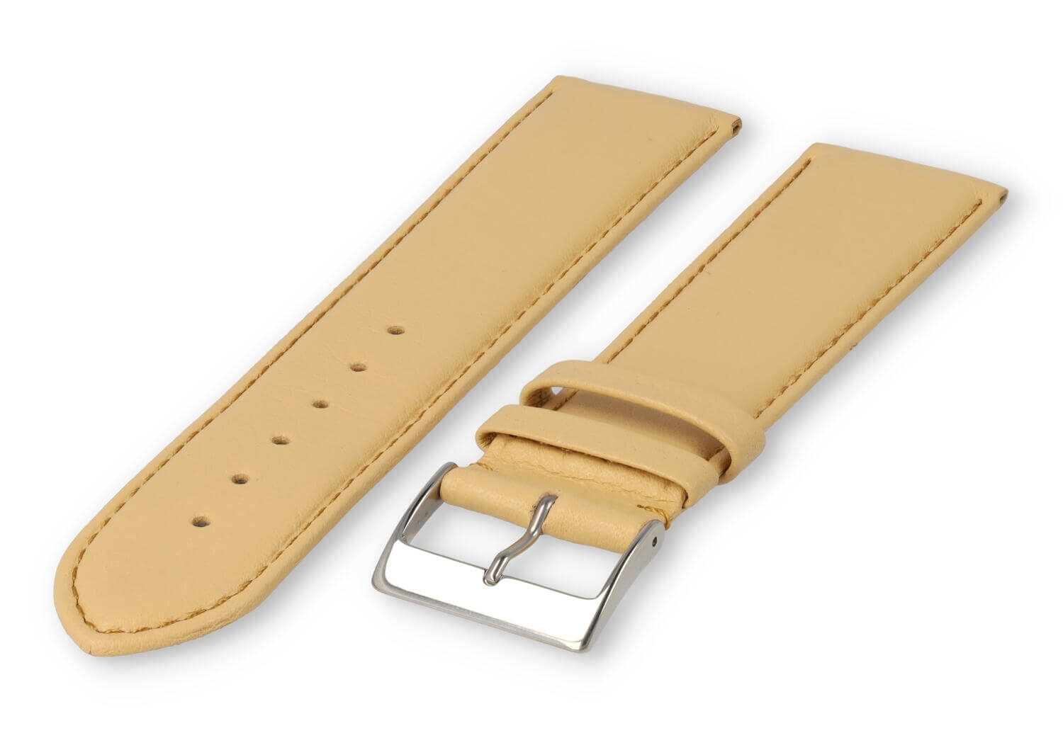 XL horlogeband glad leer - 24mm - vanille