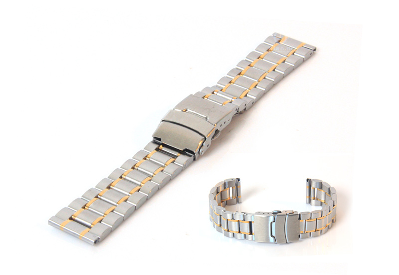 Horlogeband 20mm staal zilver/goud mat