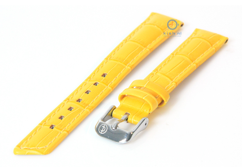 Horlogeband 16mm geel leer croco