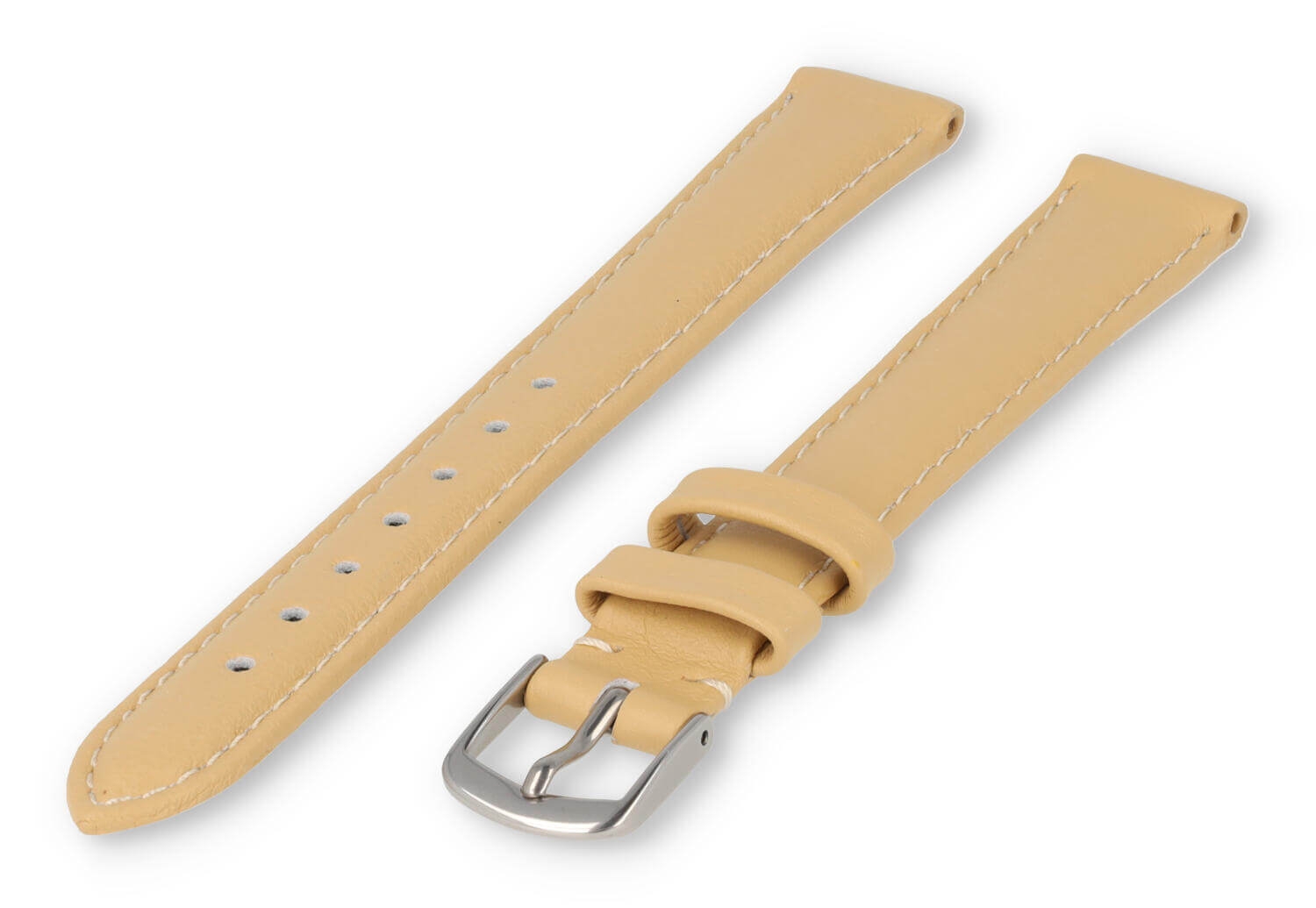 XL horlogeband glad leer - 14mm - vanille
