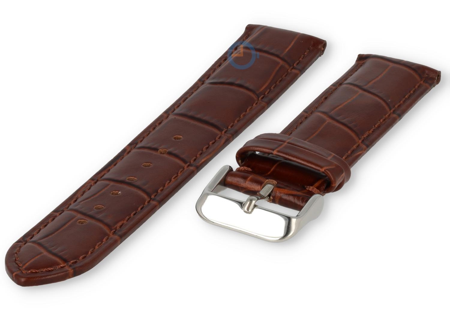 Horlogebandje 19mm - croco leer - donkerbruin