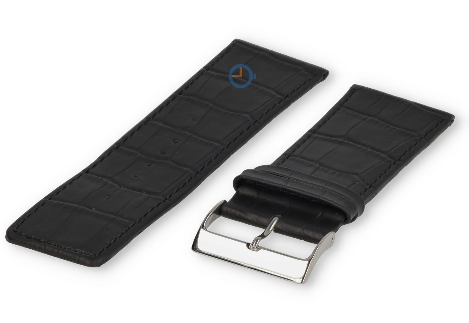 Luxe croco horlogeband - 34mm - zwart