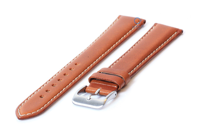 Extra lange horlogeband 20mm lichtbruin leer - XXL