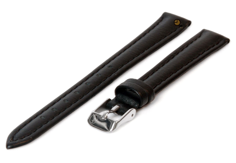 Horlogeband 12mm zwart kalfsleer