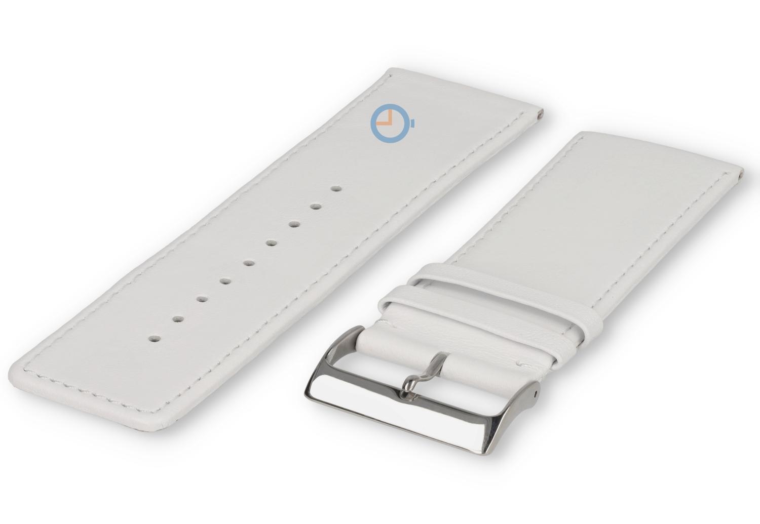 Glad leder horlogeband - 34mm - wit