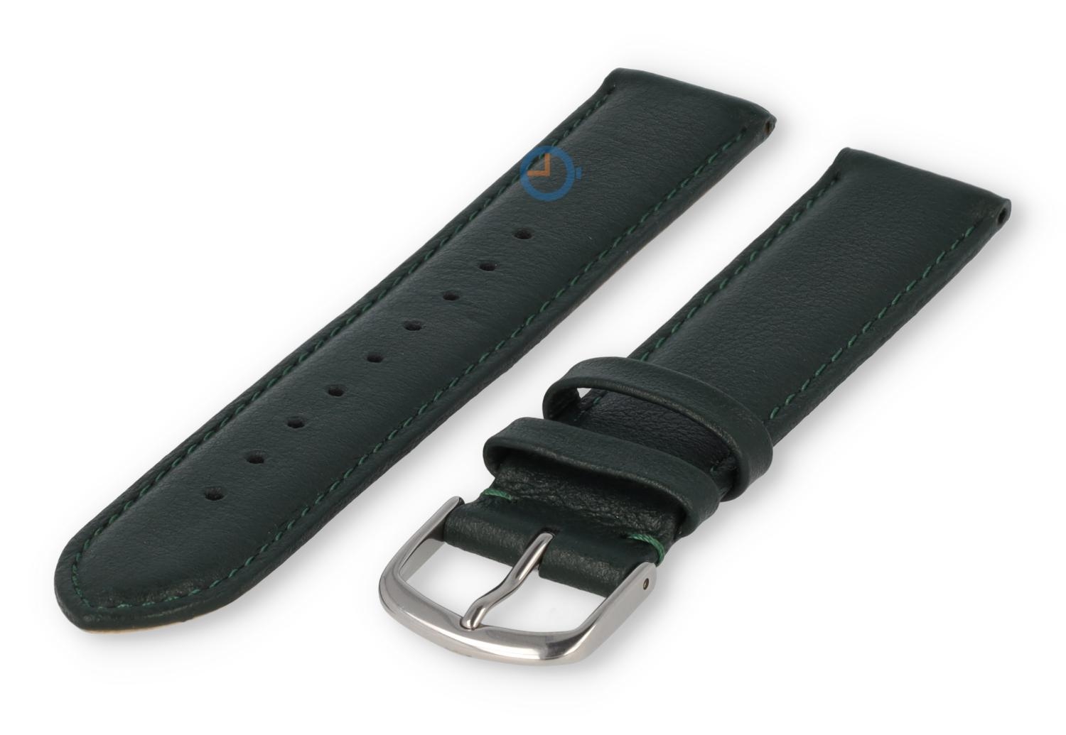 18mm horlogeband glad leer - donkergroen