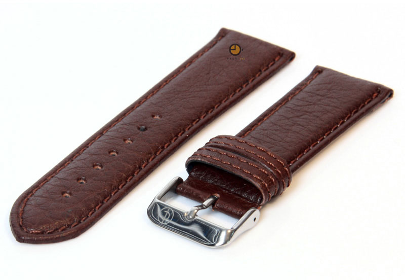 Horlogeband 22mm donkerbruin bizon leer