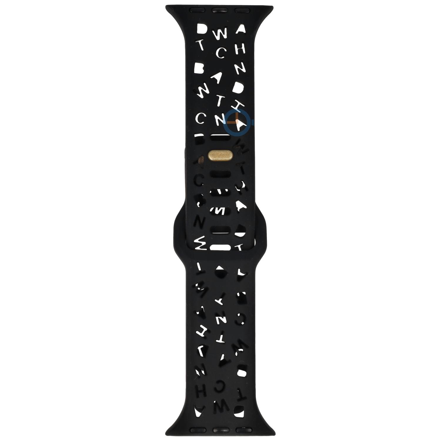Letter siliconen bandje - Apple Watch 41mm - Zwart