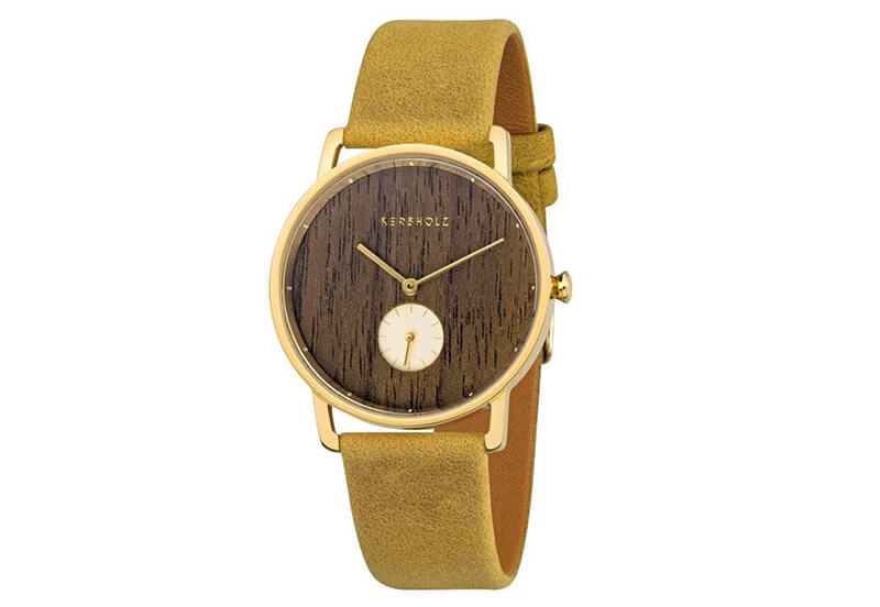 Kerbholz Horlogeband Frida Walnut Mustard