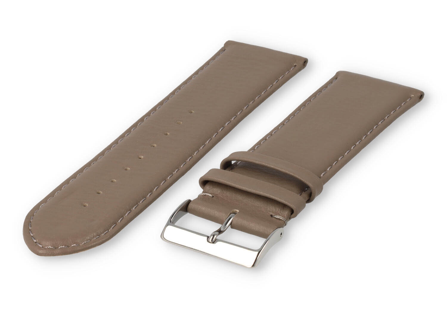 XL horlogeband glad leer - 28mm - taupe