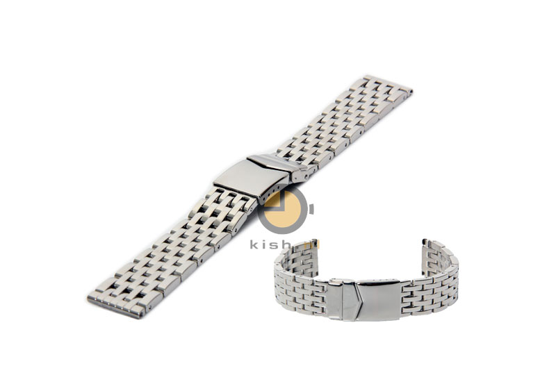Horlogeband 22mm glans zilver
