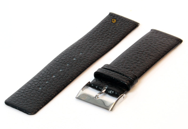 Horlogeband 22mm zwart leer naadloos