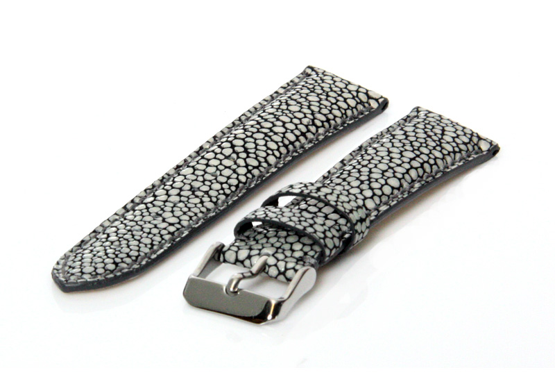 Horlogeband 24mm grijs roggenleer