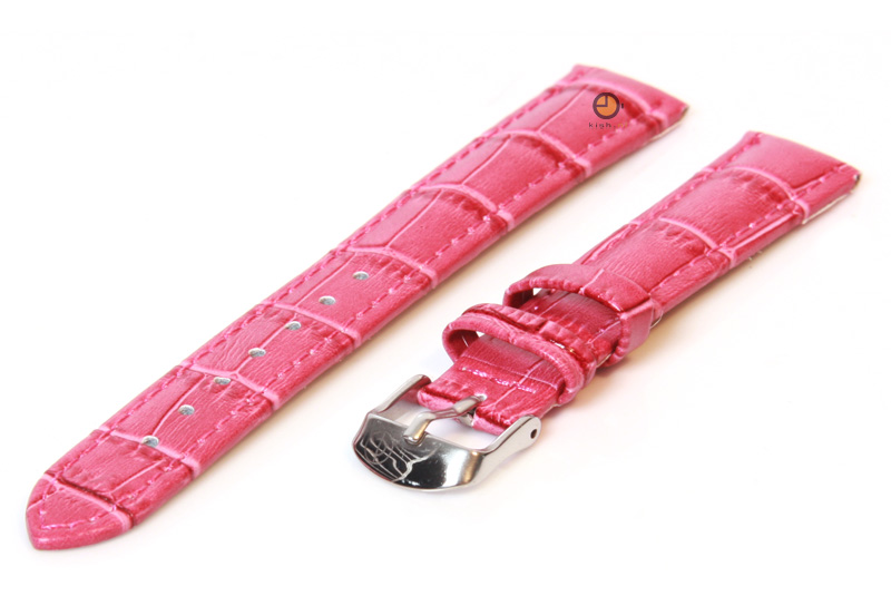 Horlogeband 16mm fuchsia leer kroko