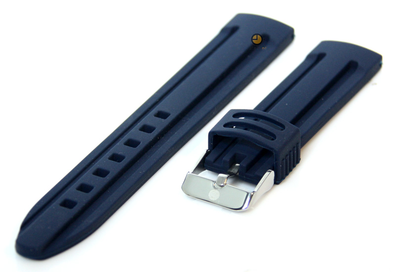 Horlogeband 20mm marineblauw siliconen