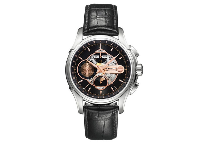 Hamilton horlogeband H32696731 - zwart leer